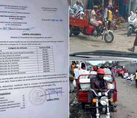 Congo Brazzaville/Fiscalité. Imposition très élevée pour les motos à trois roues