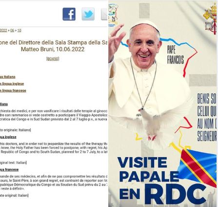 Le Pape reporte sine die son voyage en RDC
