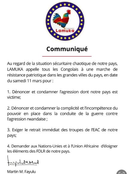 RDC/Rwanda. LAMUKA et les éléments de langage de Paul Kagame